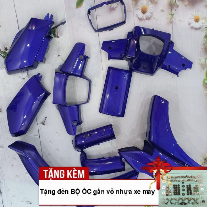 Dàn áo xe Honda-Dream II nhựa ABS nguyên sinh cao cấp màu Tím, tặng kèm bộ tem và bộ ốc theo xe