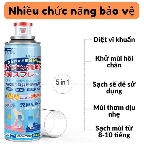 Chai Xịt Khử Mùi Hôi Giày Dép Hôi Chân Tất Vớ Làm Thơm Tủ Giày Công Nghệ Nano Bạc Tiên Tiến Hiệu Quả