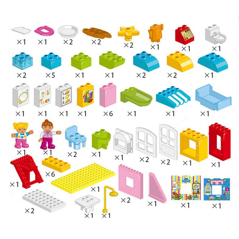 Bộ đồ chơi lắp ghép smoneo duplo cho bé cho bé Cửa hàng thức ăn nhanh vui vẻ 68 chi tiết Toyshouse - 55001