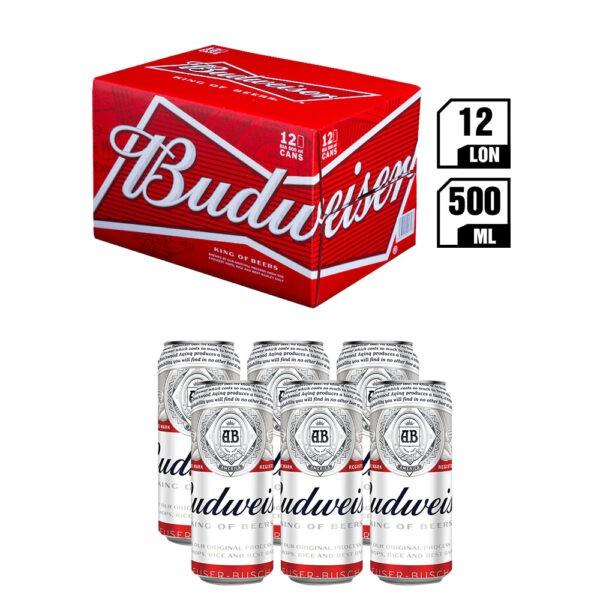 Thùng 12 Lon Bia Budweiser (500ml/ Lon)