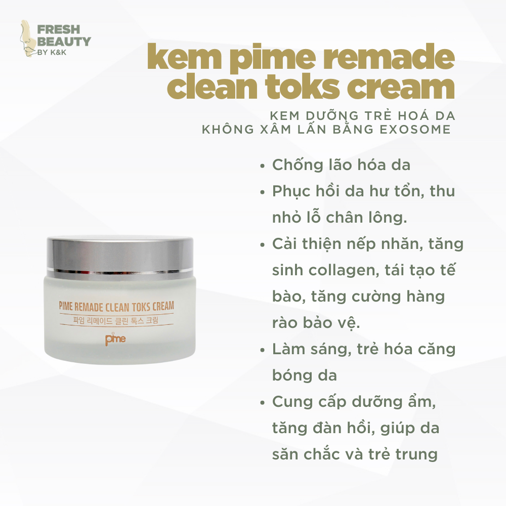 Kem trẻ hóa da Pime Remade Clean Toks Cream, hỗ trợ ngăn lão hóa, phục hồi da, tăng sinh collagen, làm sáng da 50g