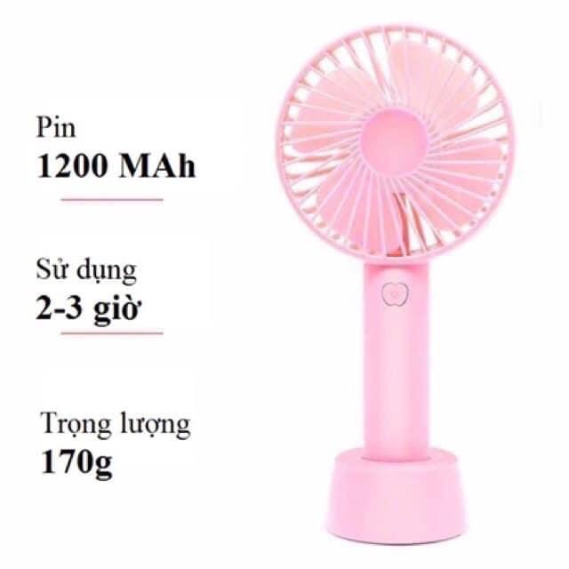 Quạt mini cầm tay tích điện có đế để bàn