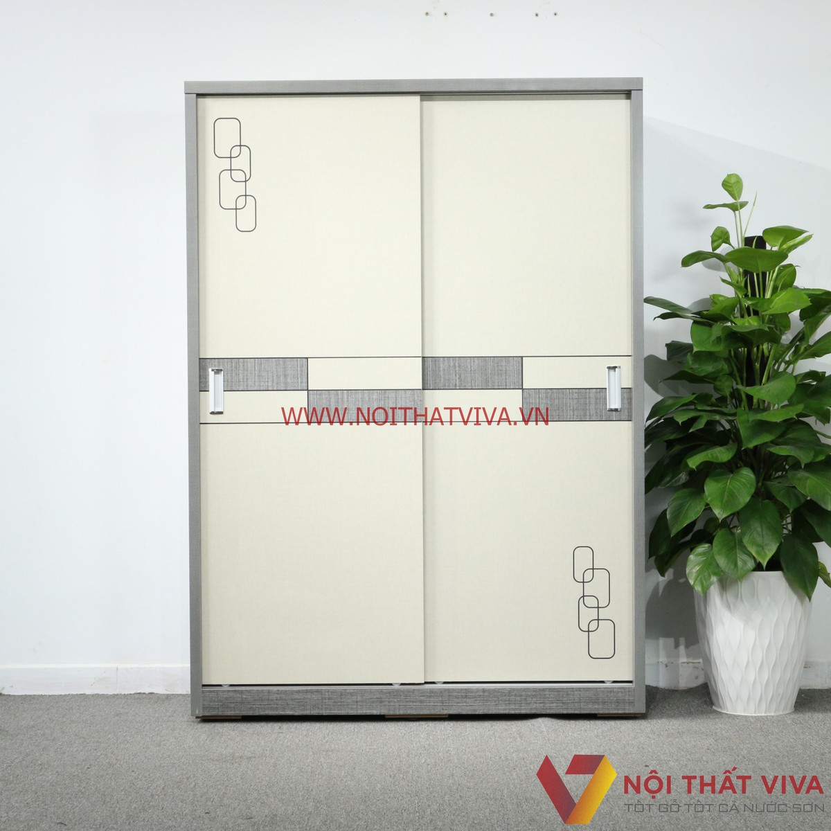 Tủ Quần Áo 2 Cánh Cửa Lùa Gỗ MDF Màu Vải Chạy Chỉ Chạm Họa Tiết Tinh Xảo Đẹp