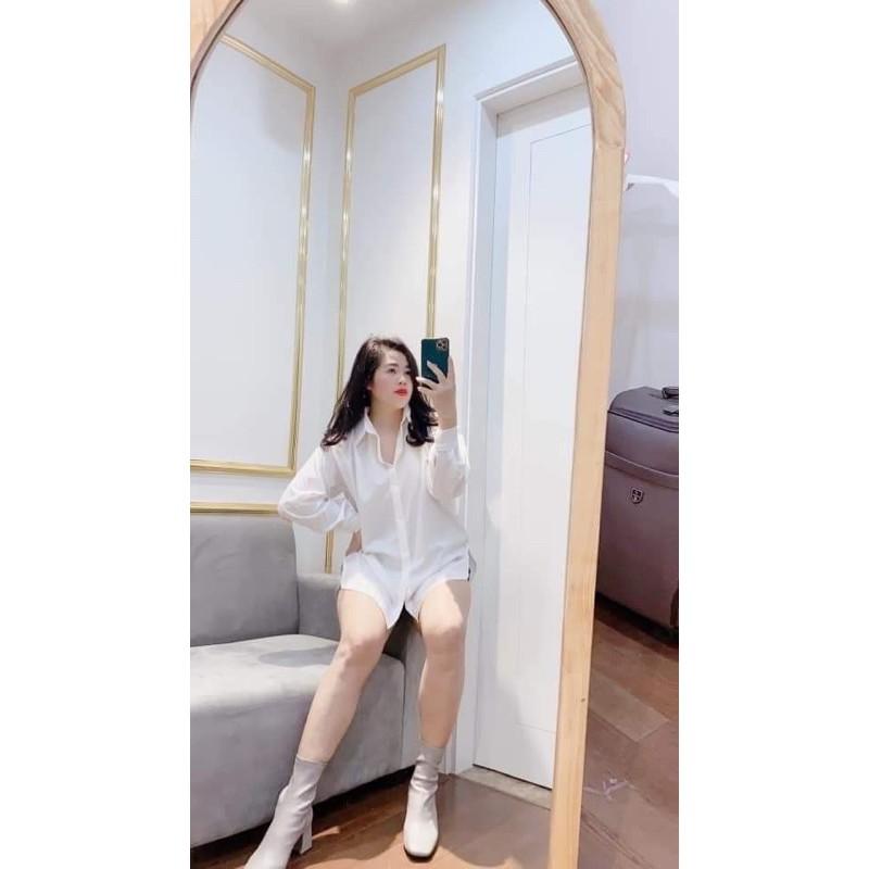 ÁO SƠ MI TRẮNG XẺ VẠT TÔM CỰC XINH