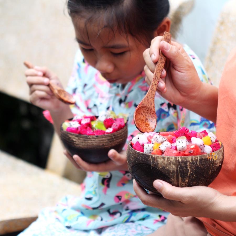 Bát gáo dừa nghệ thuật + muỗng