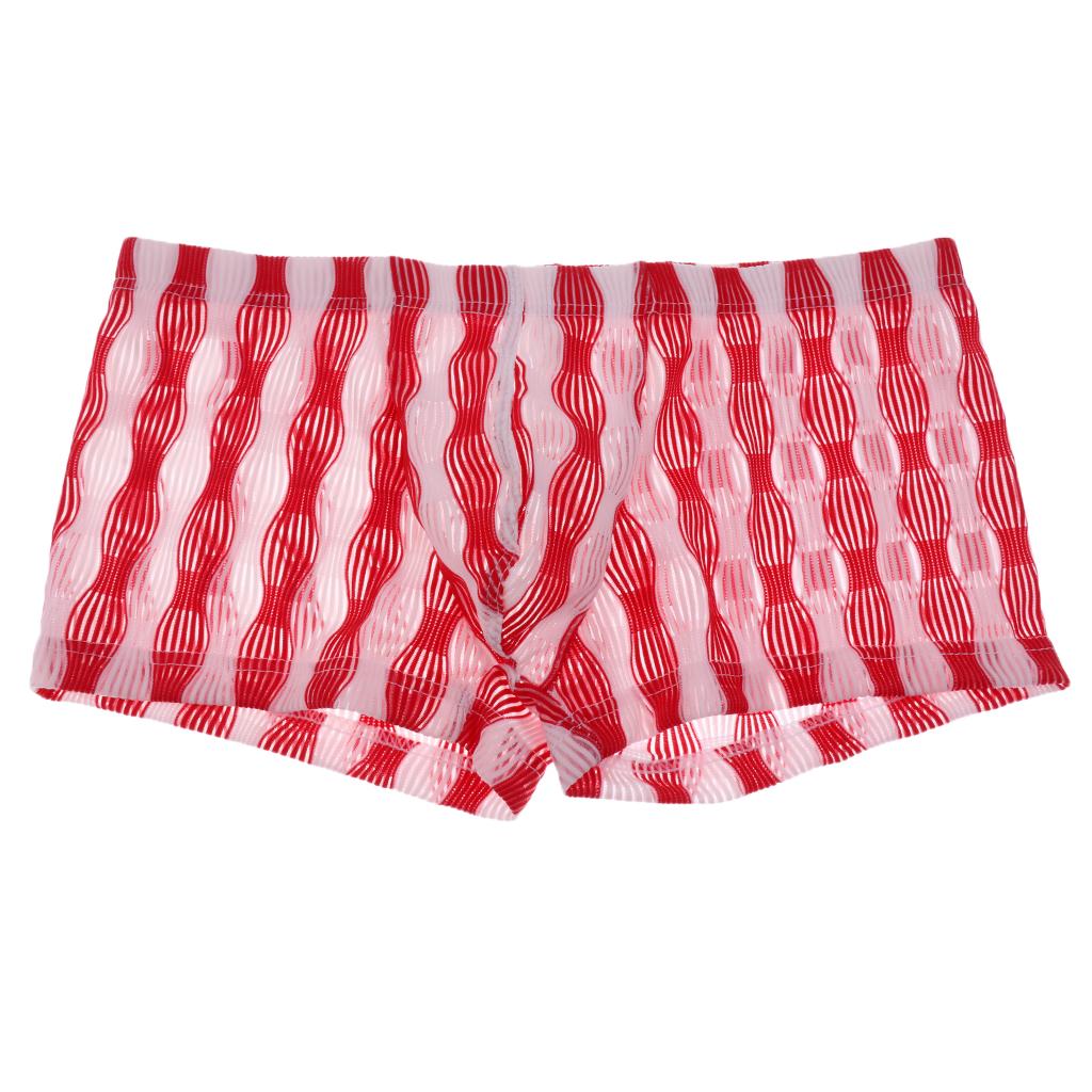 26-35inch Men's Sexy Open Pouch See Through Underwear Boxers Brief UnderUnderpants Gifts