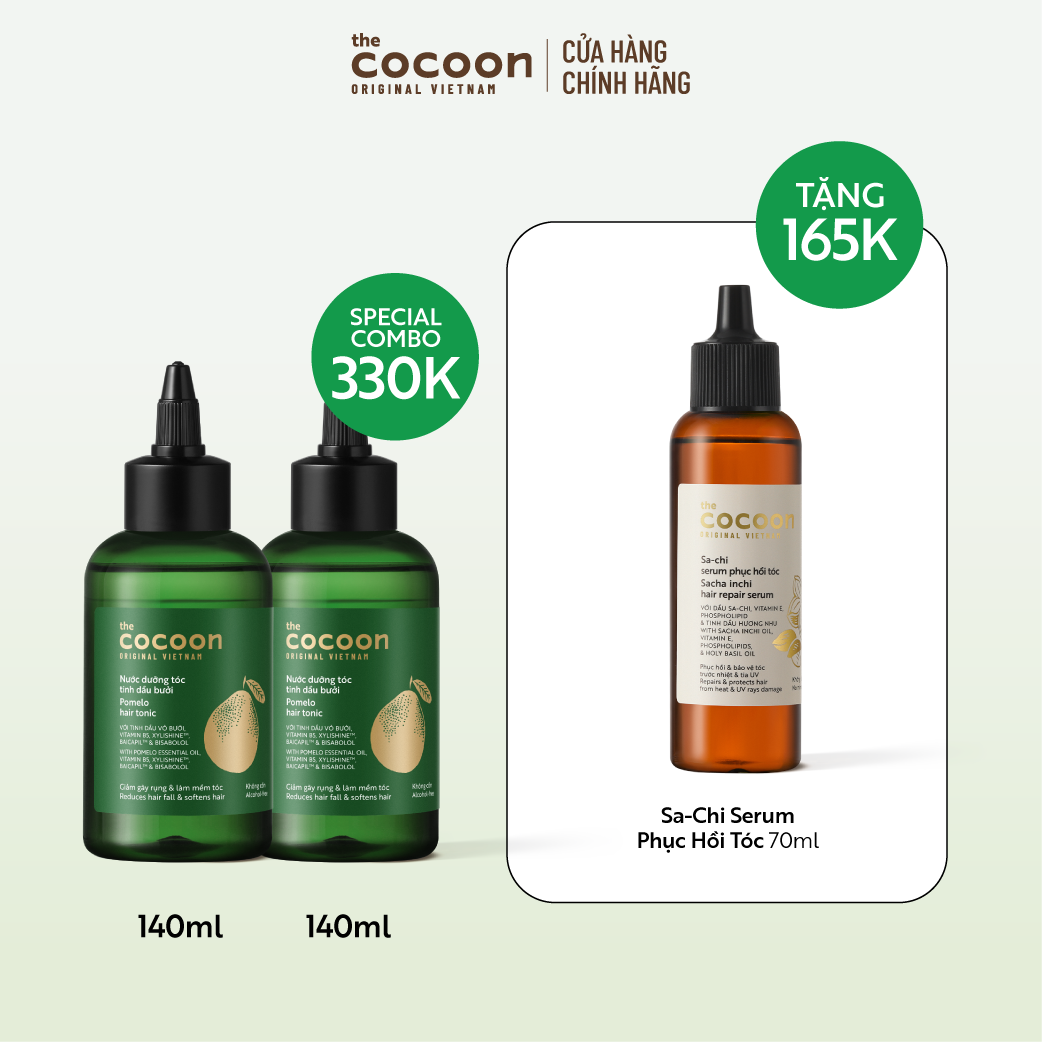Special Combo 2 Chai Nước Dưỡng Tóc Tinh Dầu Bưởi Cocoon 140Ml - Tặng Serum Sachi Phục Hồi Tóc Cocoon 70Ml