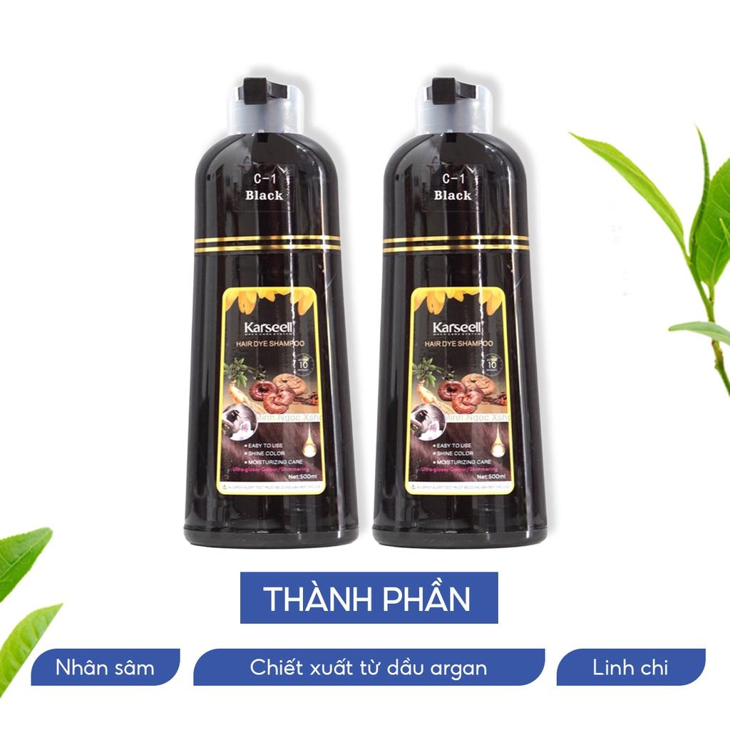 Dầu gội phủ bạc nhuộm tóc đen, nâu thảo dược KARSEELL Hair Dye Shampoo 500ml