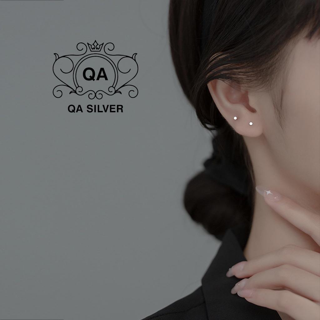 Khuyên tai bạc 925 đinh tán tròn nam nữ bông nụ dày tối giản S925 MINIMAL Silver Earrings QA SILVER EA211202