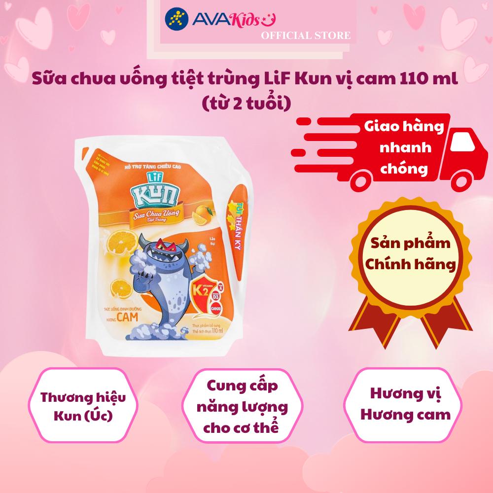 Hình ảnh Sữa chua uống tiệt trùng LiF Kun vị cam 110 ml (từ 2 tuổi)