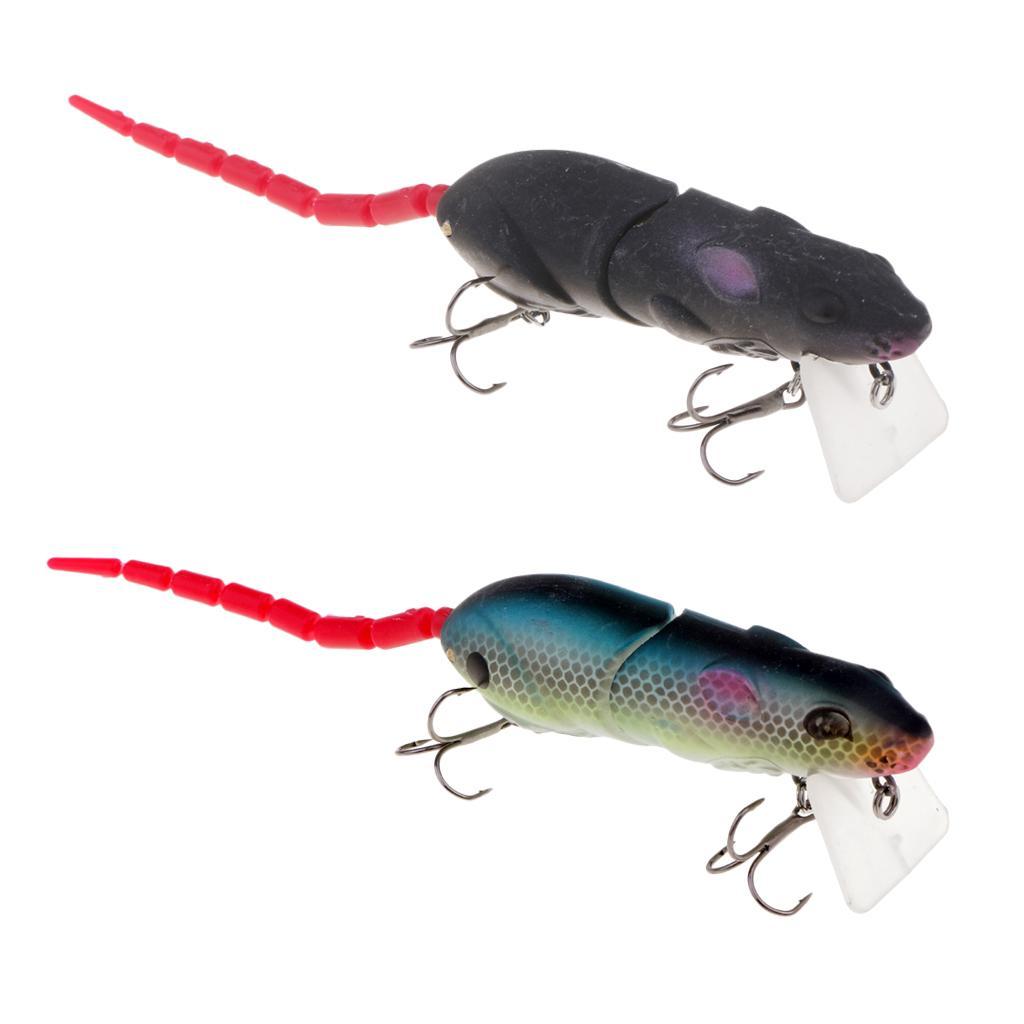 2pcs Multi-joint Tail Mice Rat Fishing Lures Topwater Lure Soft Bass Baits