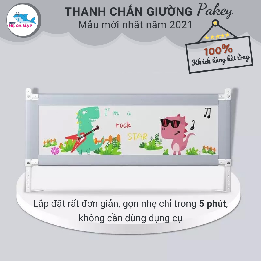 Thanh chắn giường SALE giá nhập, chặn giường Pakey dạng trượt cao tối đa 90cm có 3 màu phù hợp bé trai, bé gái