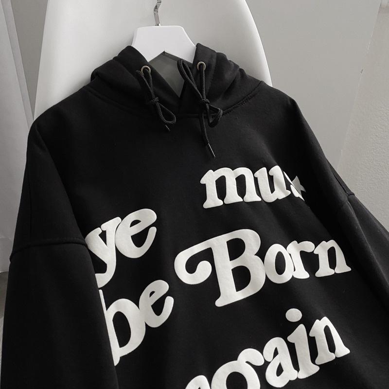 Áo hoodie - áo khoác unisex Homies liền mũ có túi in chữ BORN, áo khoác hoodie nỉ chân cua from rộng