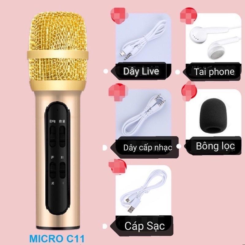 Mic C11 Nâng Cấp Bắt Xa 1m -Đi Kèm Tai Nghe Full Dây Kết Nối