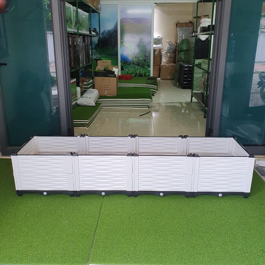 Chậu trồng rau lắp ghép. KT 200x50 cao 39 cm.Đáy thoát nước chống ngập úng.Sang trọng- Bền hơn 10 năm.
