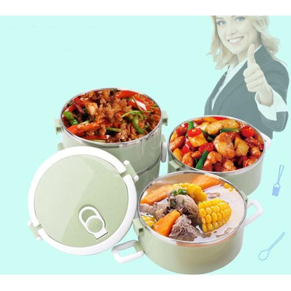 Cặp Lồng Văn phòng, Hộp Cơm Văn Phòng Giữ Nhiệt Lúa Mạch 4 Tầng, Ruột inox