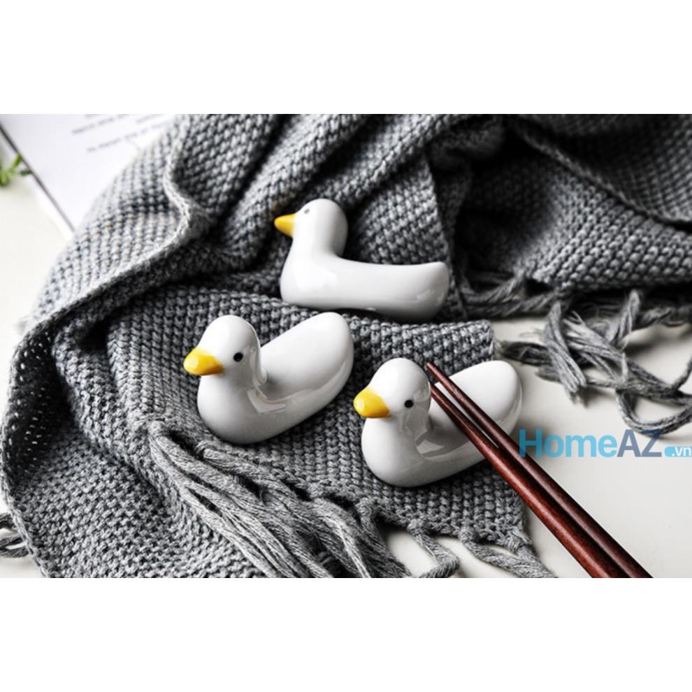 Đồ gác đũa muỗng, kê đũa bằng sứ hình đàn vịt siêu dễ thương Cute Duck mã AZDTT002