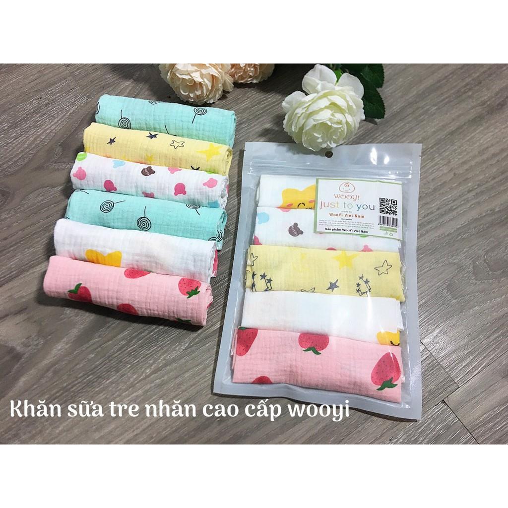 Set 5 Khăn sữa cotton Wooyi mềm mịn cho bé/ khăn lau cho bé