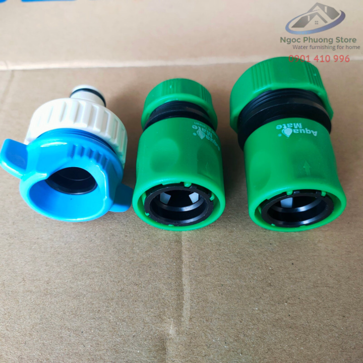COMBO 3 Cút nối nhanh nối vòi nước không mỏ,ren và ống mềm làm vườn 14mm-21mm AQUAMATE ĐÀI LOAN – W3216 kèm W3130 và W3180
