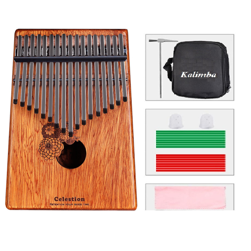 Đàn kalimba 17 phím chính hãng âm thanh tựa đàn piano đàn hạc không tịt nốt sử dụng bằng ngón tay cái tặng Hướng dẫn sử dụng TONIC KALIMBA -M18