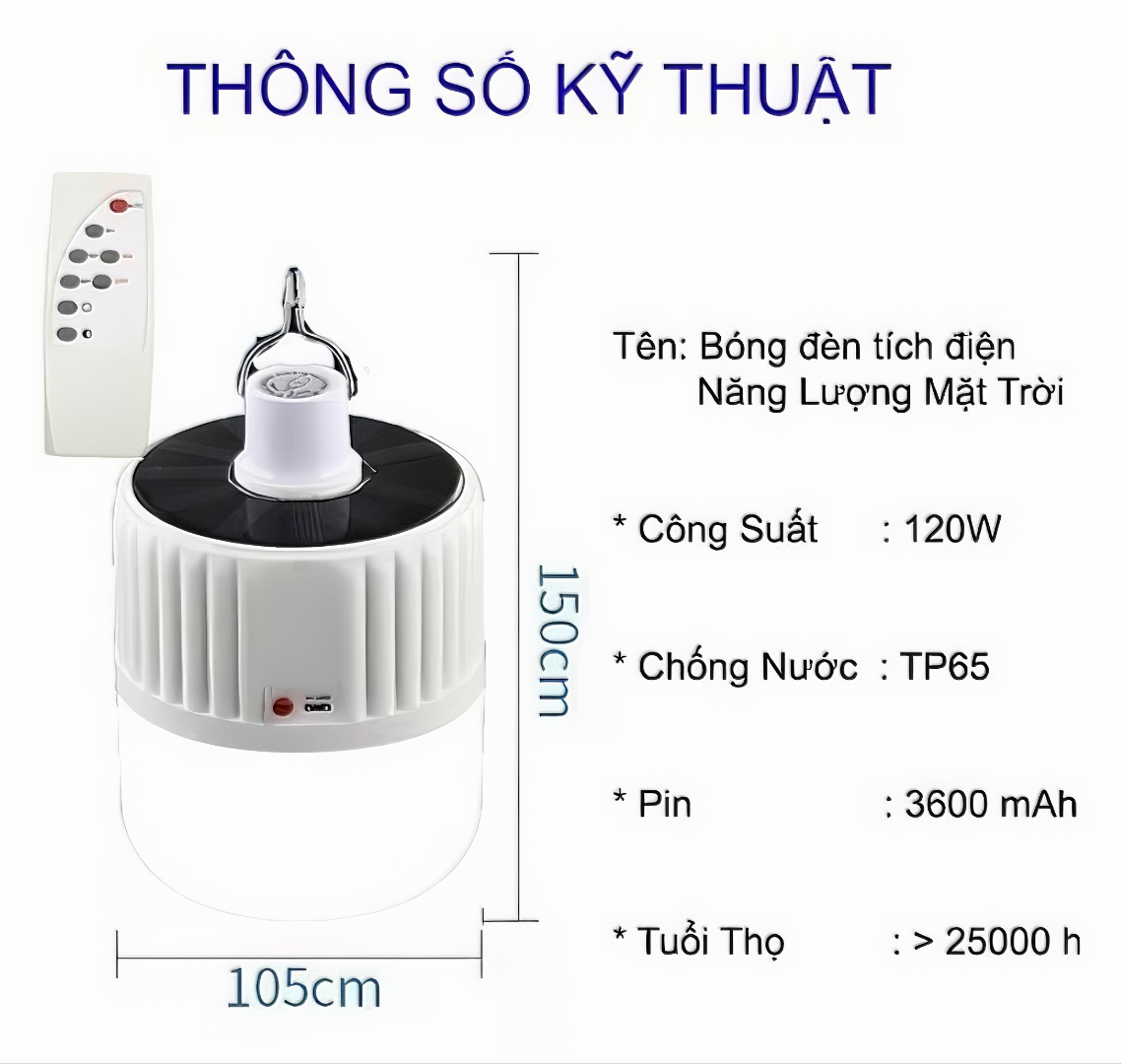 Đèn led KG62 tích điện năng lượng mặt trời siêu sáng, ánh sáng trắng có remote điều khiển và tấm pin năng lượng mặt trời / thích hợp đi vườn, cắm trại, picnic , khi nhà cúp điện 120w- Hàng chính hãng