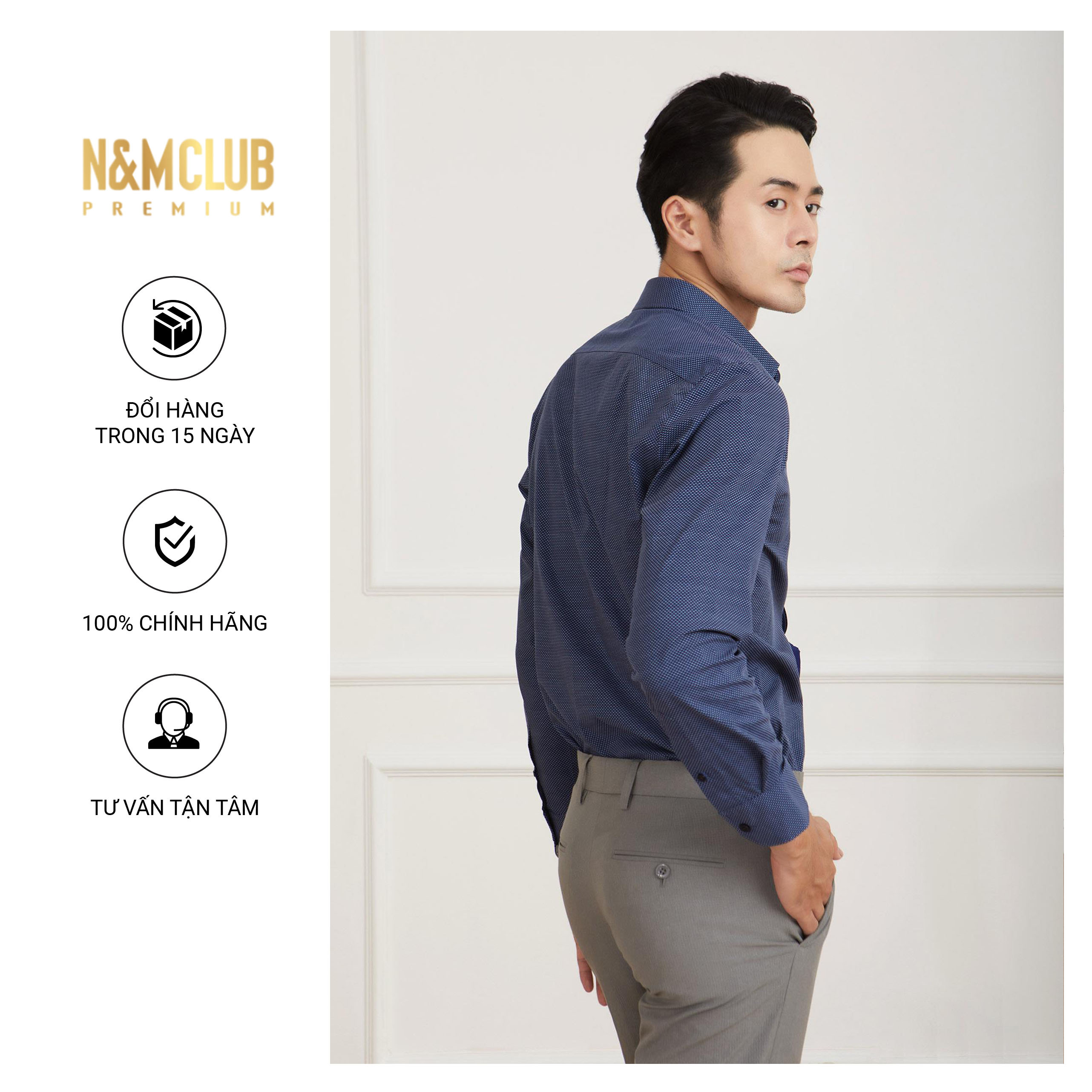 N&amp;M CLUB Áo Sơ Mi Nam Tay Dài chất liệu Bamboo cotton 2105036