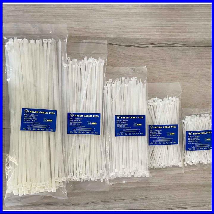 Gói 50 Sợi Dây rút buộc nhựa màu trắng nhiều size Siêu Chắc