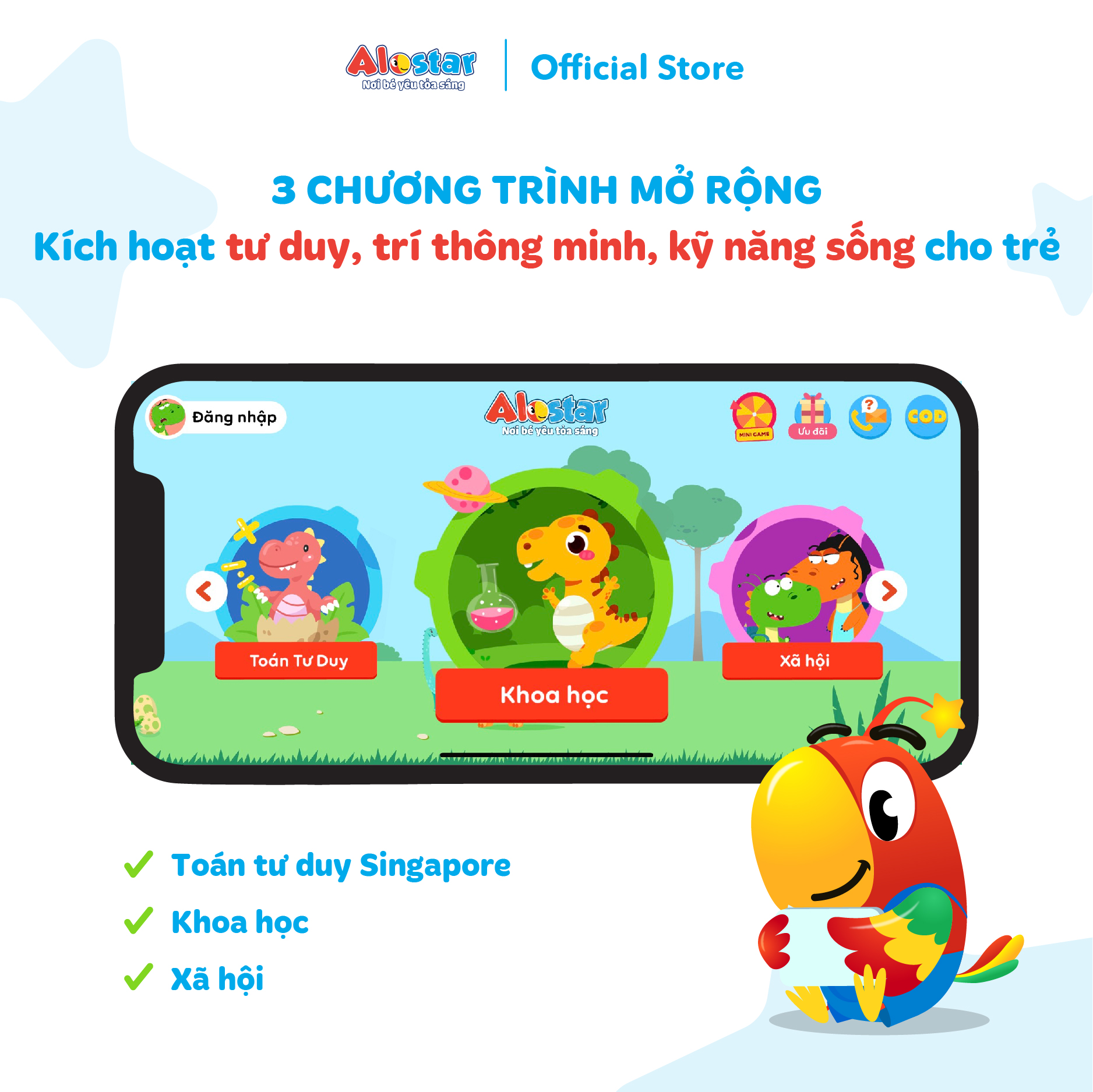 ALOSTAR - App học tiếng Anh cho bé mầm Mã học áp dụng toàn quốc Hỗ trợ kích hoạt online
