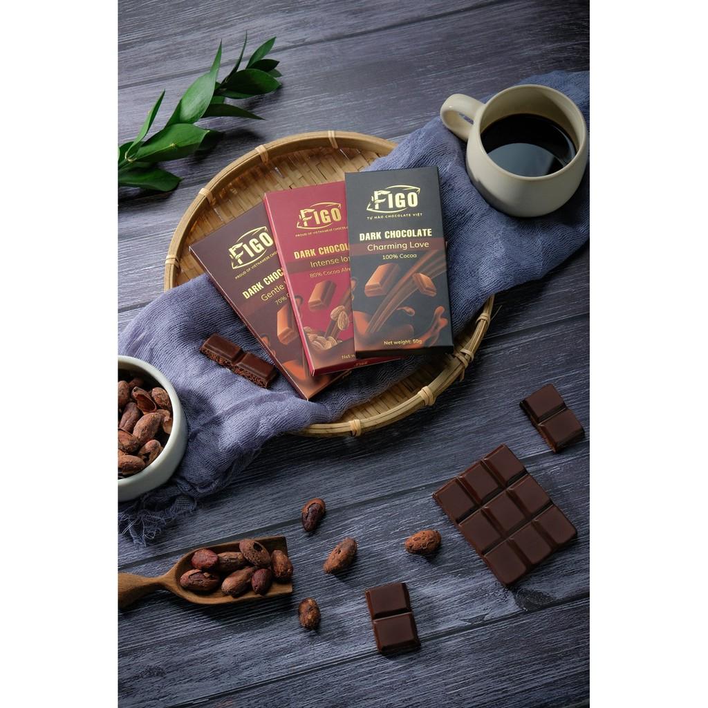 Kẹo Socola đen 100% cacao + đường ăn kiêng giảm cân 50g Figo - Chế độ keto, eat clean,DAS, LOWCARB