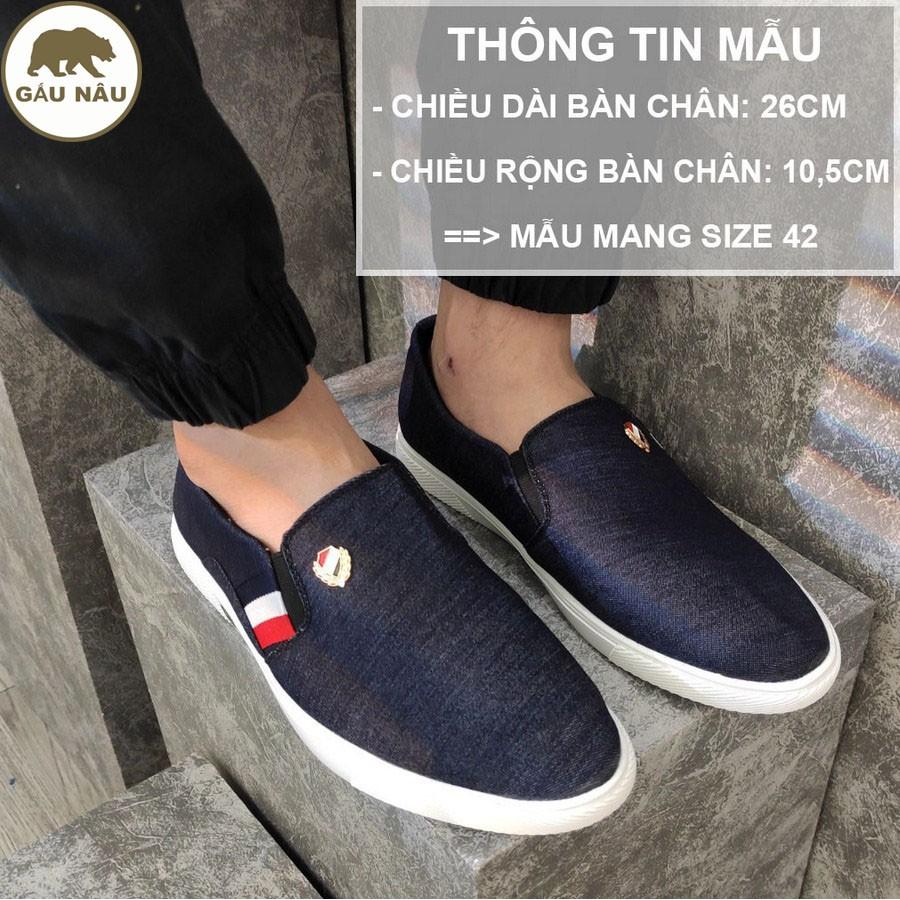 Giày lười nam thân vải siêu tốt đế chống trượt thơi trang GN279 Gấu nâu