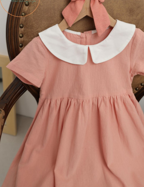 Váy Cho Bé Gái Dáng Xòe Vintage PINK DRESS Hồng San Hô Cho Bé Gái 1-10 Tuổi