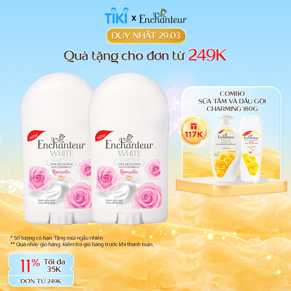 Combo 2 Sáp khử mùi trắng da Enchanteur Romantic 40g/chai