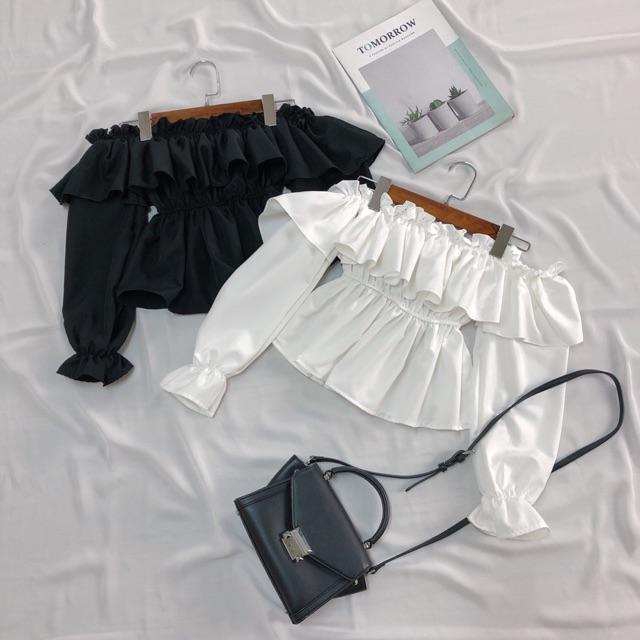 Áo bệt vai tầng tay bo babydoll