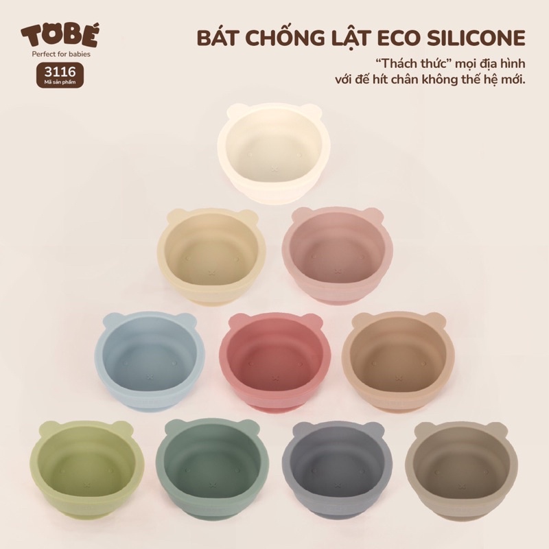 Bát Ăn Dặm Chống Lật Eco Silicone- Hàng cao cấp nhập khẩu Hàn Quốc chịu nhiệt tốt chống va đập siêu an toàn cho bé