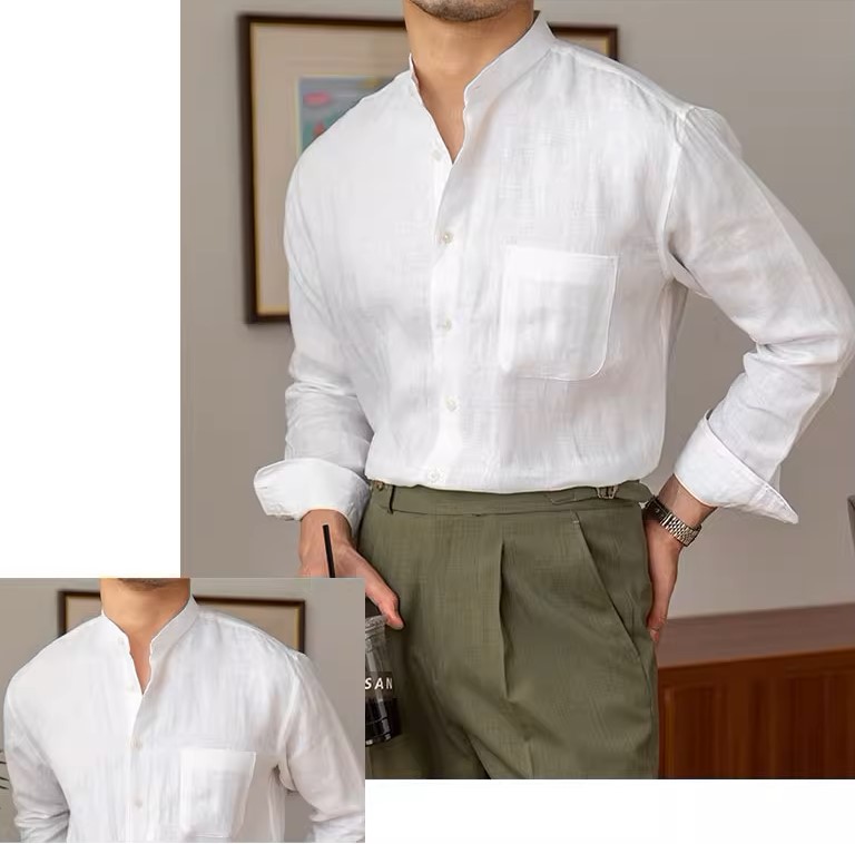 Áo sơ mi Đũi Viêt dài tay màu trơn basic 1 túi ngực phong cách đơn giản, trẻ trung