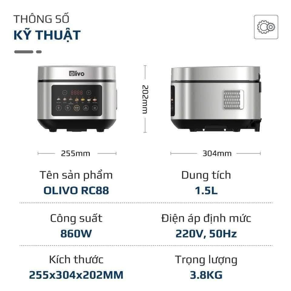Nồi Cơm Điện OLIVO RC88 hàng chính hãng