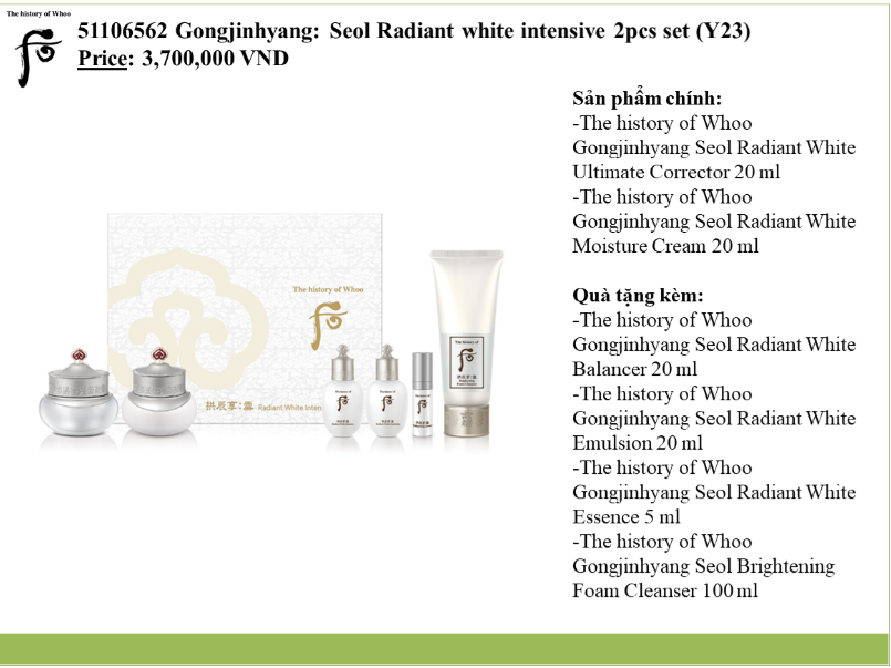 Bộ cao hỗ trợ điều trị nám WHOO GJH SEOL RADIANT WHITE 2PCS SET