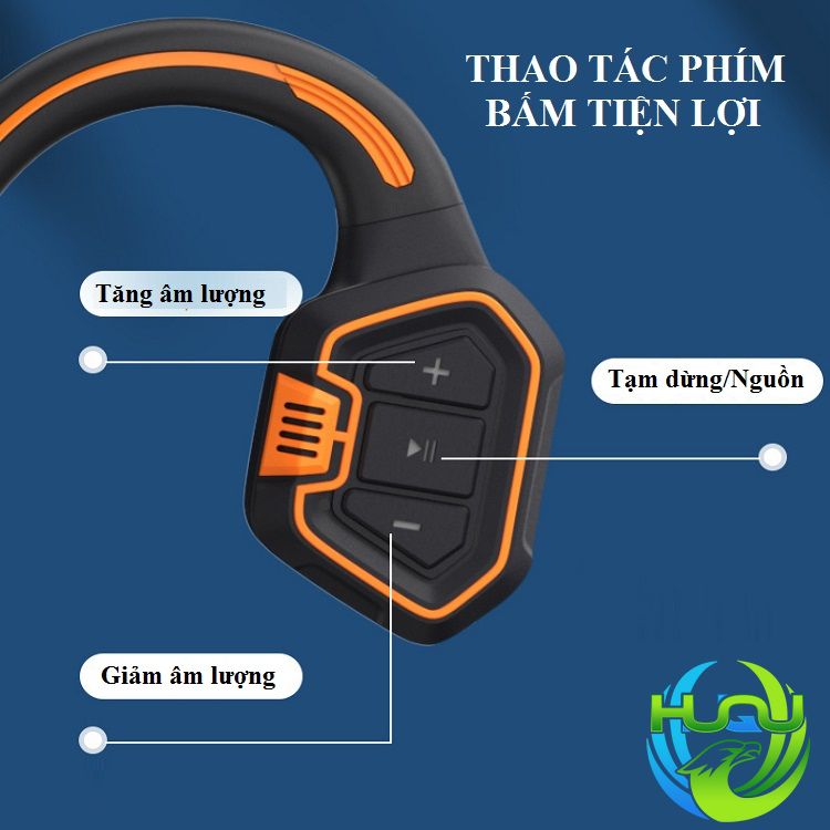 Tai Nghe Bơi Lội IP68, Công Nghệ Truyền Xương Huqu Openear wave - Hàng Chính Hãng