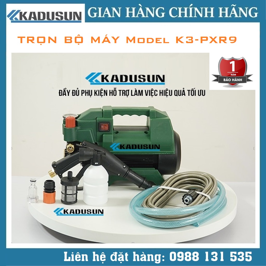 Máy rửa xe áp lực cao Kadusun K3 PXR9 Công suất 2800W, 100% lõi đồng, chế độ Auto Stop- Hàng chính hãng