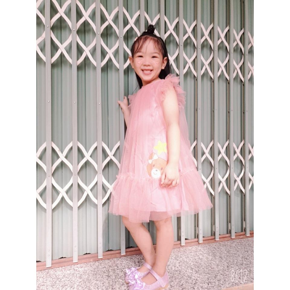 ️ĐẦM CHỮ A CHO BÉ GÁI️ in hình bé gấu dễ thương