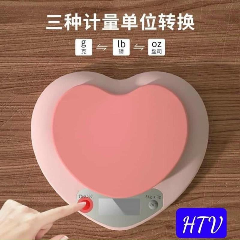 Cân điện tử mini nhà bếp trái tim hồng