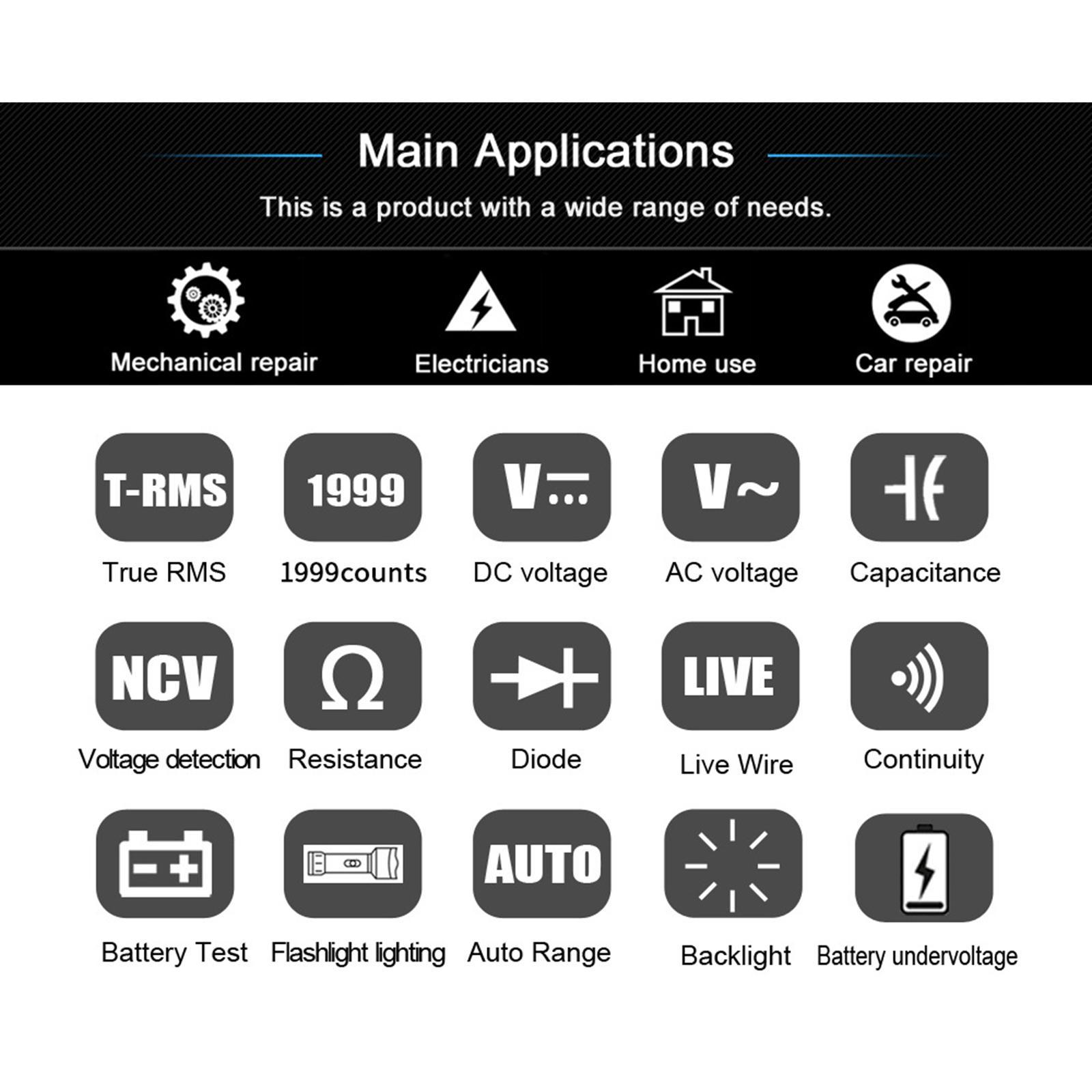 Smart Digital Multimeter Tester Voltageage Meter Accurately Handheld Electrical Multimeter DC Voltmeter for Home Use