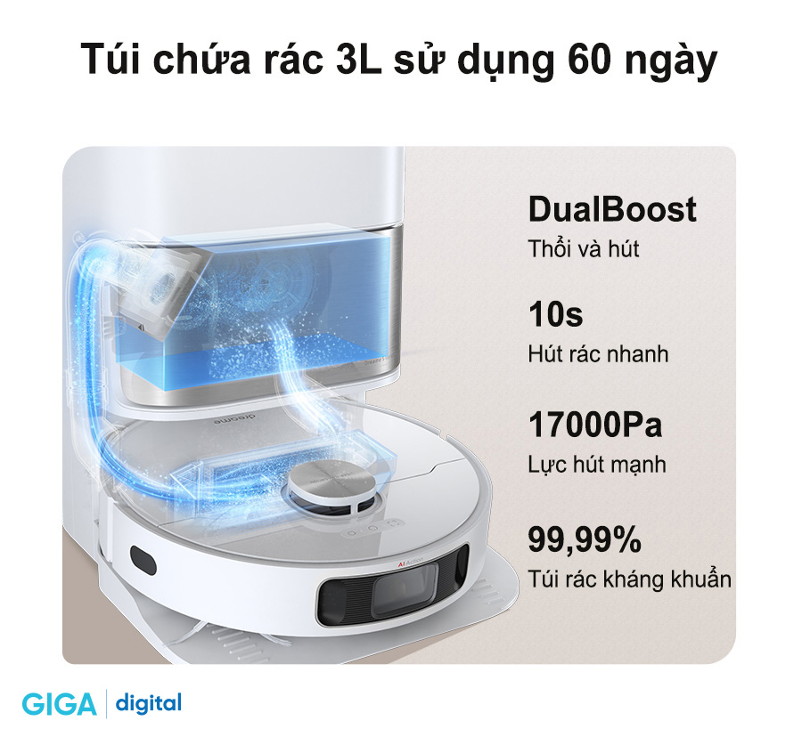 Robot Hút Bụi Lau Nhà XIAOMI DREAME L10 Ultra Tự Động Bơm Nước Giặt Sấy Giẻ Đổ Rác Tự Động Tạo Bản Đồ Siêu Nhanh Camera AI Diện Tích Hoạt Động 200m2 Lực Hút 5300 Pa Công Suất 75W - Hàng Chính Hãng