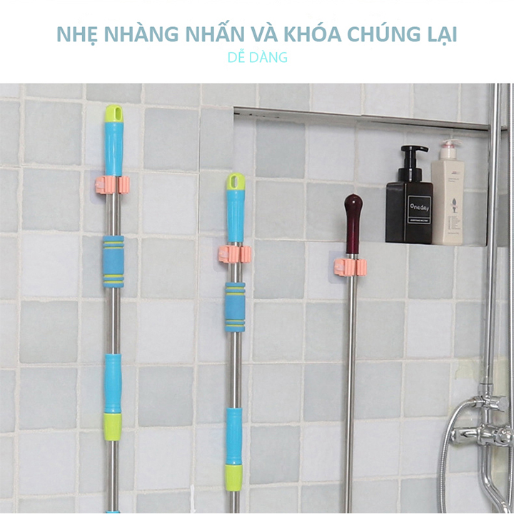 Móc dán tường giữ cây lau nhà, treo chổi chịu lực tốt không thấm nước MOCCHO