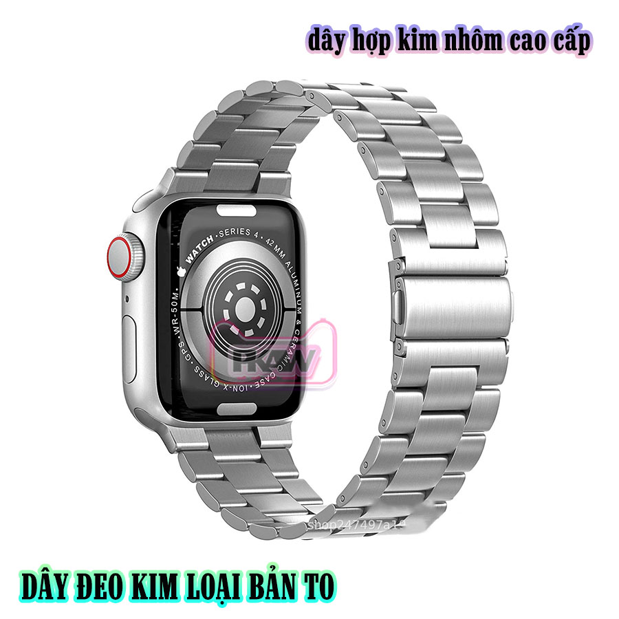 Dây đeo kim loại bản to dành cho Apple Watch 7/6/5/4/3/2/1 size 38/40/41/42/44/45 - nhiều màu