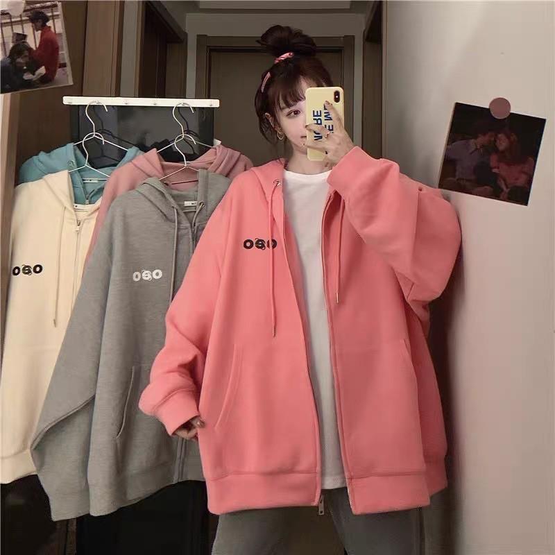 Áo khoác nỉ SEE oversize ulzzang có nón / áo chống nắng nỉ bông