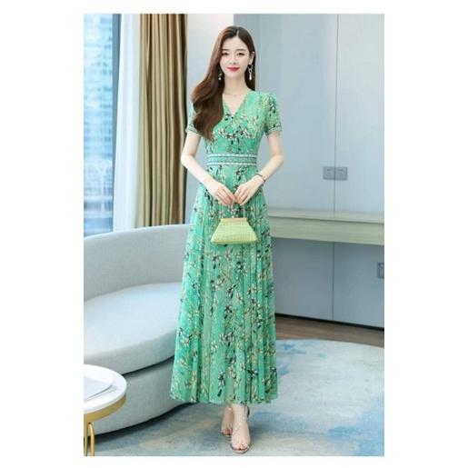 HÀNG NHẬP - ĐẦM MAXI VOAN HOA CỔ ĐẮP CHÉO