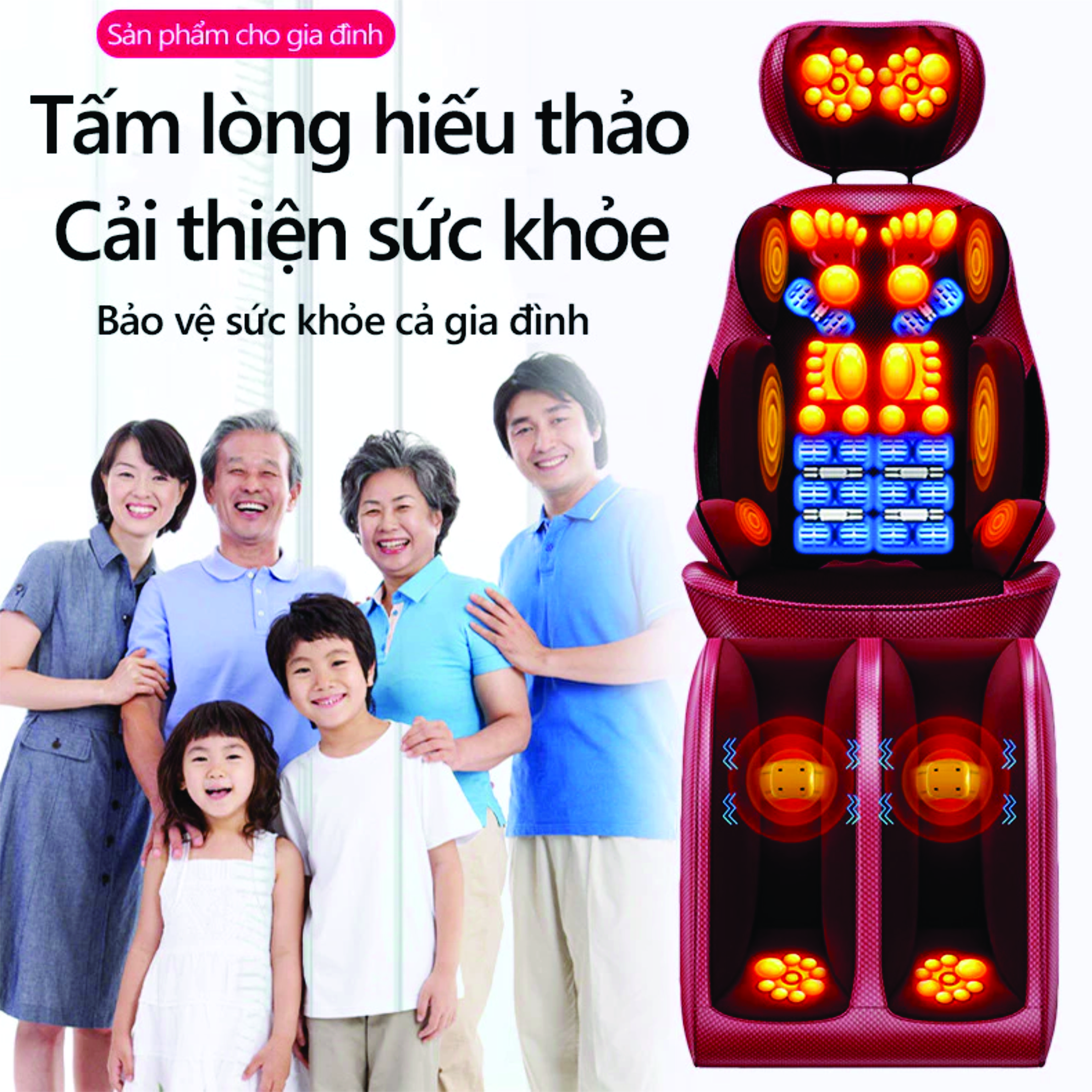 Ghế massage toàn thân, Ghế đệm massage toàn thân rung đa năng, Thiết bị massage vai gáy,lưng