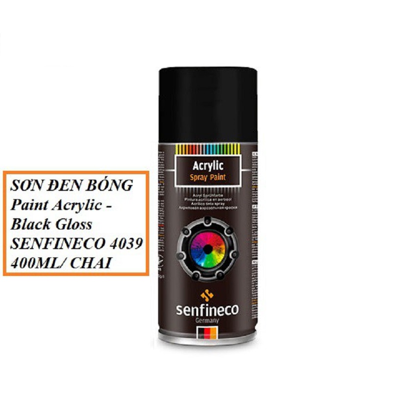 Sơn Đen Bóng SENFINECO 4039 Paint Acrylic Black Gloss 400ML/ Chai – HÀNG CHÍNH HÃNG