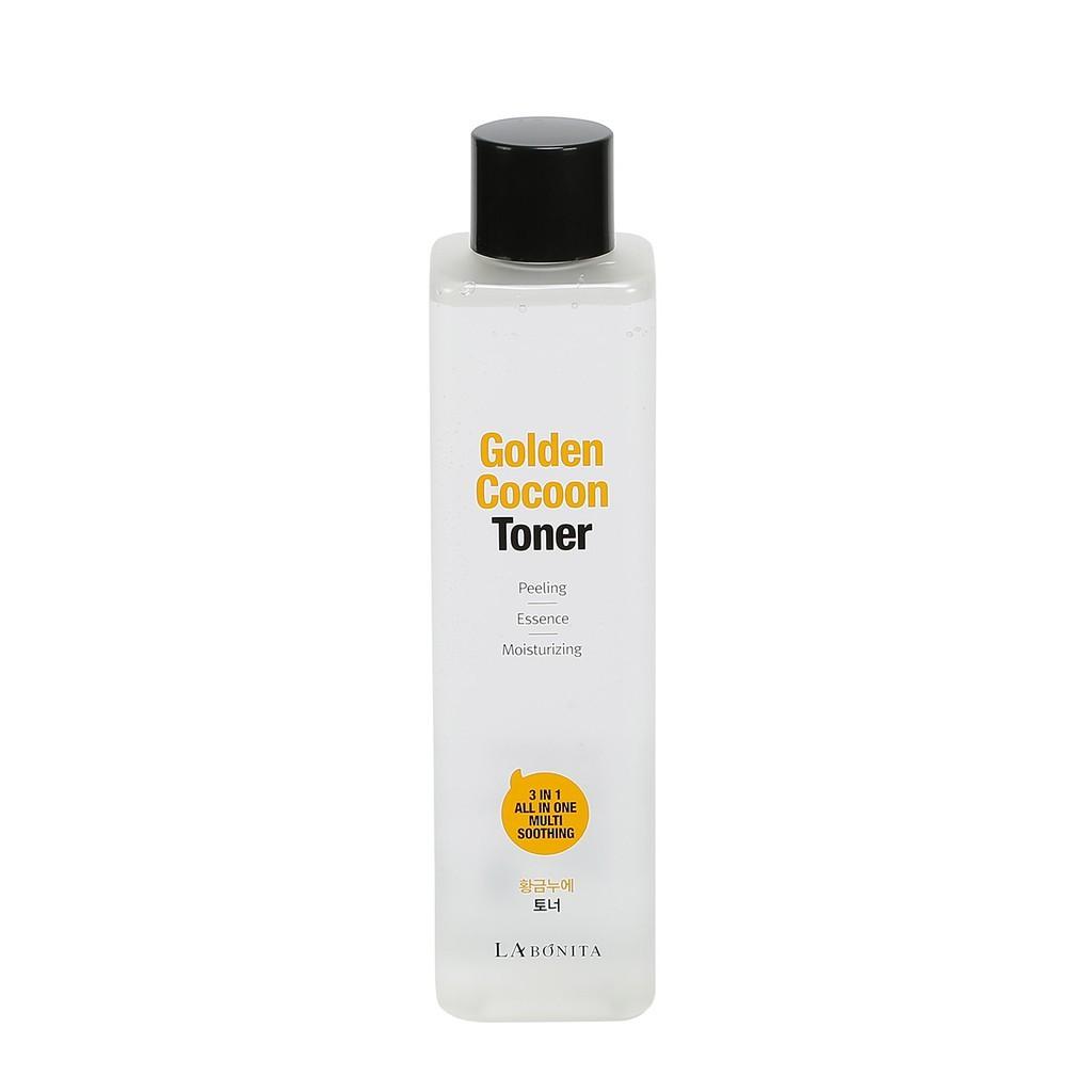 Nước hoa hồng làm sạch, cân bằng, dưỡng ẩm da - La Bonita Golden Cocoon Toner 340ml